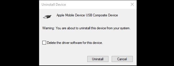 Confirm Uninstall Apple Driver