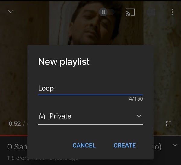 Create new private playlist