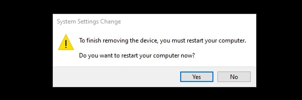 Finish Device Removal Uninstall Driver