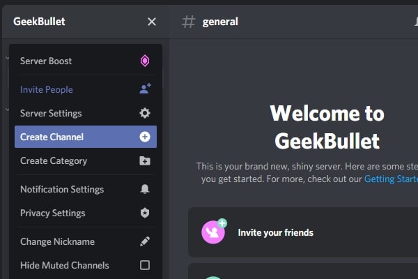 Create Channel in Discord