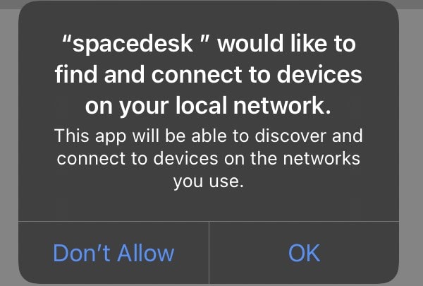 Allow Spacedesk to connect devices on your network