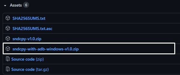 Download sndcpy with adb Windows