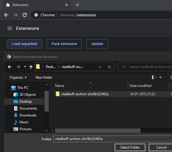 Select ARChon Custom Runtime Folder