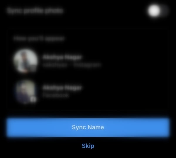 sync your profile photo and name - see Facebook Messages without Messenger App