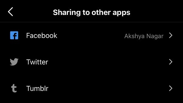Sharing to other apps