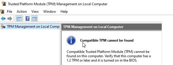 This PC can't run Windows 11 - Compatible TPM cannot be found 