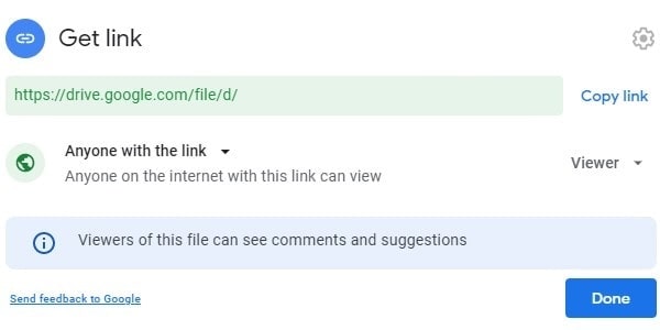 Get Google Drive Link - Anyone with the link
