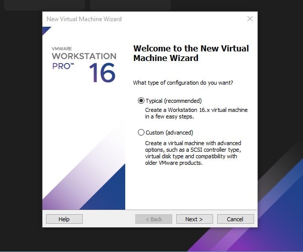 VMware - Create new virtual machine wizard