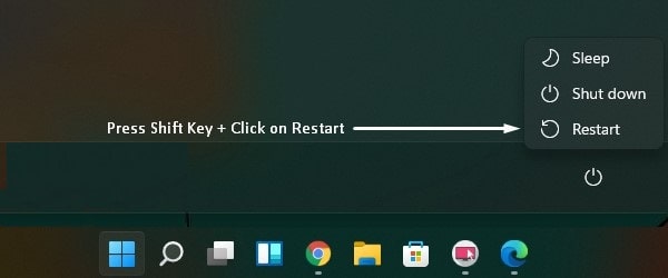 Boot into Windows RE from Start Menu
