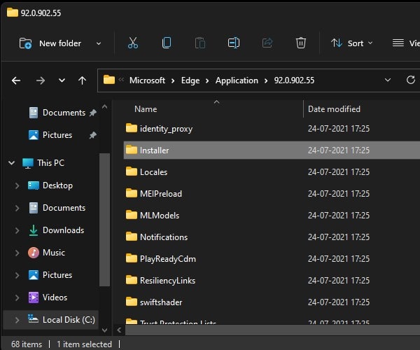 Microsoft Edge Installer Folder