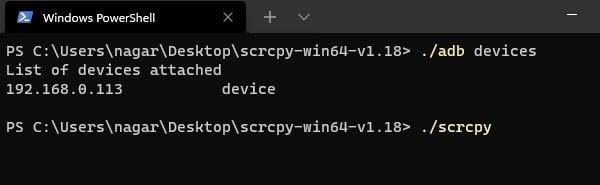 Open Scrcpy to Mirror Android TV to Windows 11