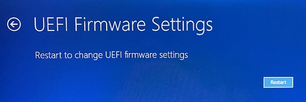 Restart UEFI Firmware Settings to Enter into BIOS