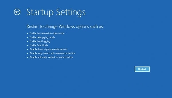 Restart to Startup Settings to enable Windows 11 safe mode options