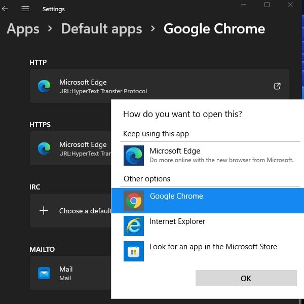 Change your Default Browser in Windows 11 Google Chrome