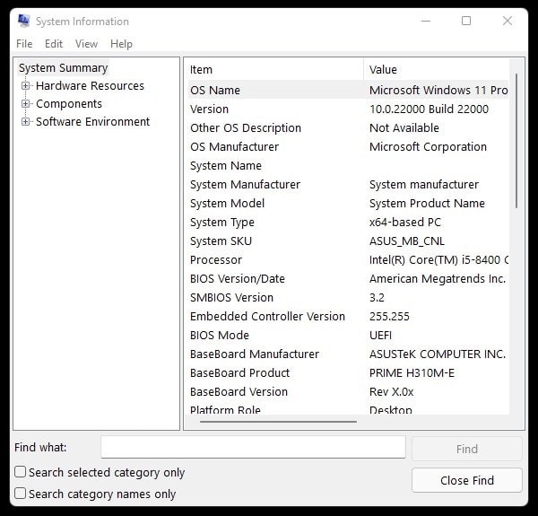 System Information App - Check Computer Specs Windows 11