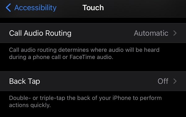 Tap on Back Tap - Touch Accessibility - iPhone Screenshot without Home Button 