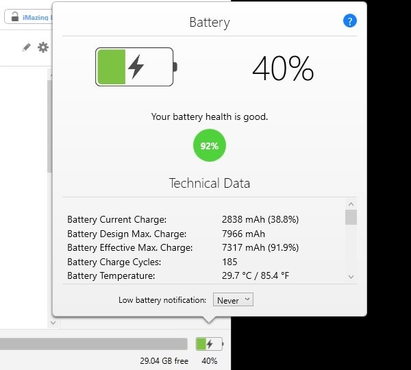 iMazing Check iPad Battery Health