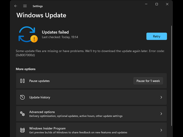 Some update files are missing or have problems - Windows 11 Updates Failed