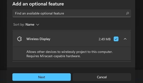 Add Wireless Display Feature in Windows 11