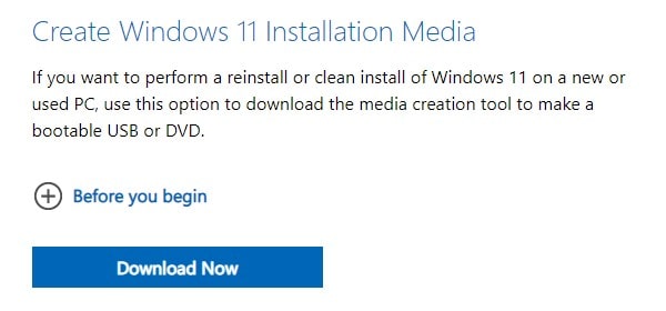 Download Windows 11 Media Creation Tool