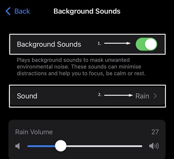 Enable Background Sounds in iPhone