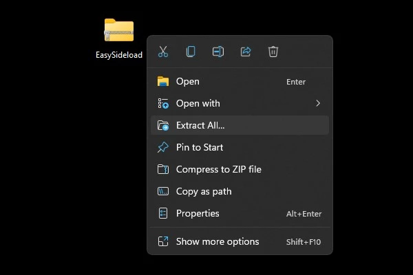 Extract EasySideload Zip File