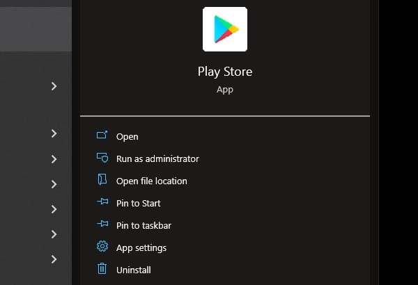 Open Google Play Store App on Windows 11