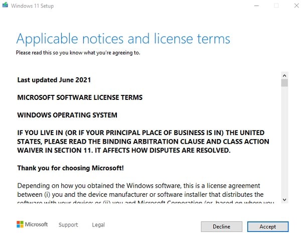Windows 11 License Terms