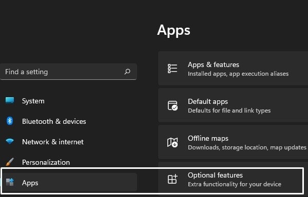 Windows 11 Optional features