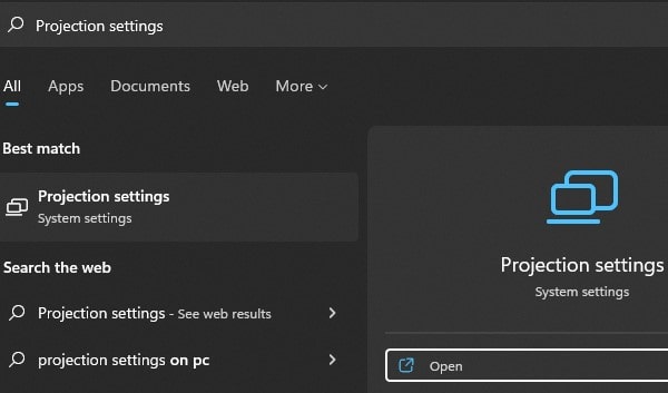 Windows 11 Projection Settings