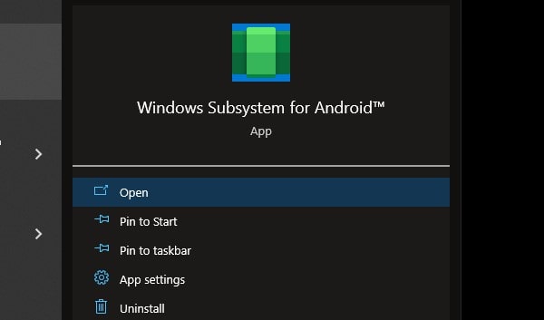Windows Subsystem for Android App