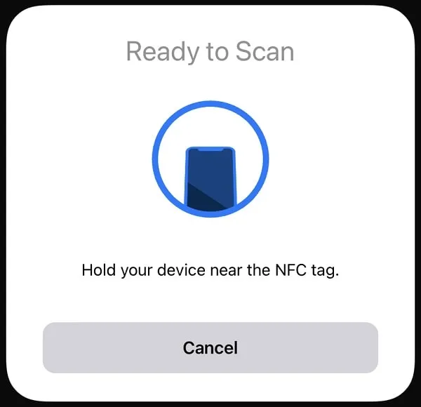 Hold iPhone near NFC Tag