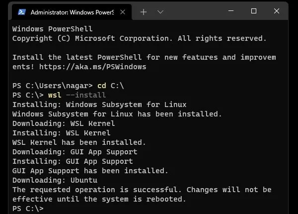 Install Windows Subsystem for Linux with Ubuntu Windows 11