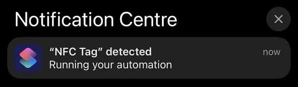 NFC Tag Detected - Running Automation in iPhone