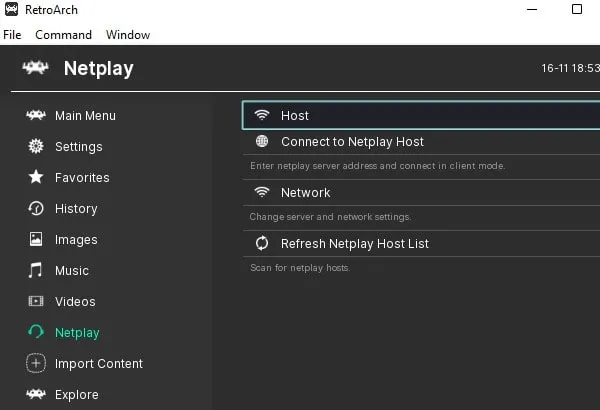 NetPlay Host RetroArch