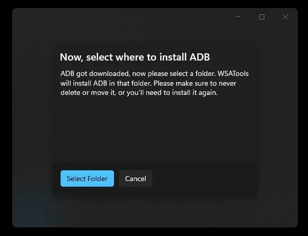 Select ADB Folder to Install