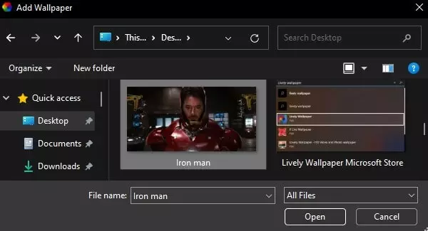 Select GIF to set live wallpaper Windows 11