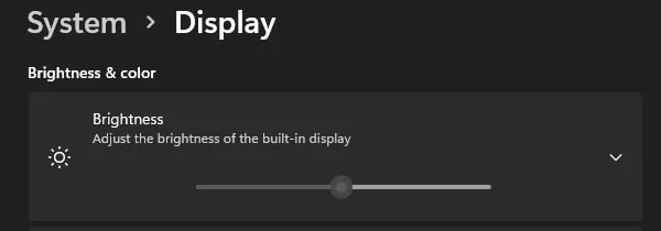 Windows 11 Display Settings - Change Screen Brightness