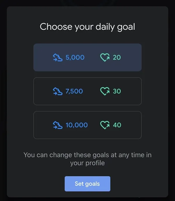 Choose your daily goal in Google Fit 