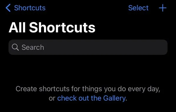 Create Shortcut in Shortcuts App 
