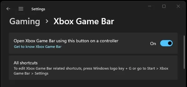Open Xbox Game Bar using this button in a controller 