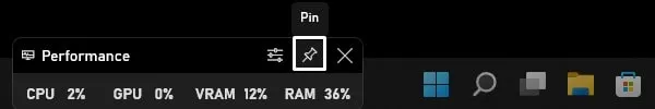 Pin Performance Tab in Taskbar left side 