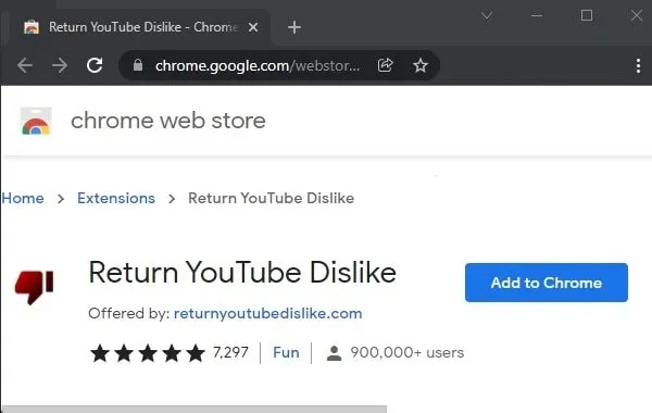 Return YouTube Dislike - Add to Chrome
