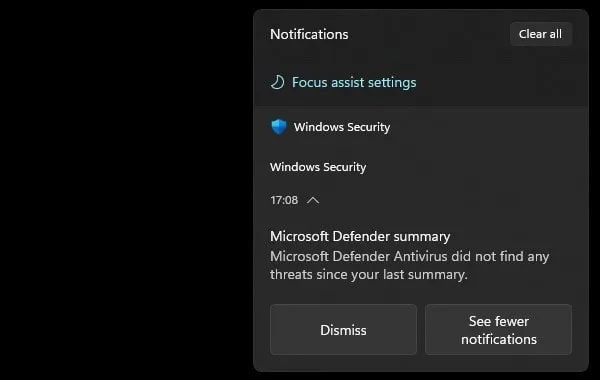 Windows 11 Notification Panel 