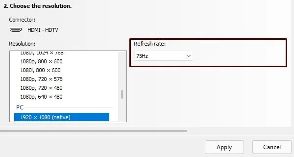 Change Refresh Rate using NVIDIA Control Panel