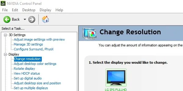 Change Resolution - NVIDIA Control Panel