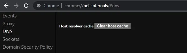 Clear Chrome Host Cache to fix DNS Errors