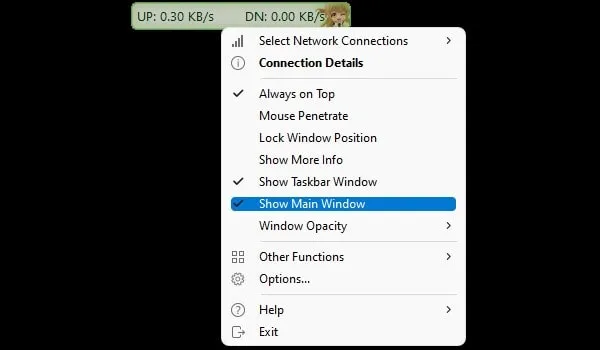 Disable Show Main Window for Traffic Monitor App
