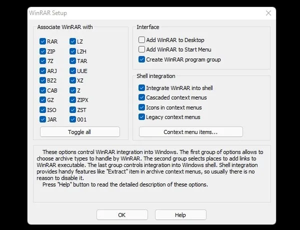 Enable WinRAR Legacy Context menu