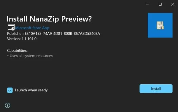 Install NanaZip Preview from GitHub 